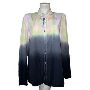 Guess Mens Dillon Slim Fit Ombre Plaid Dip Dye Button Down Long Sleeve Shirt XXL